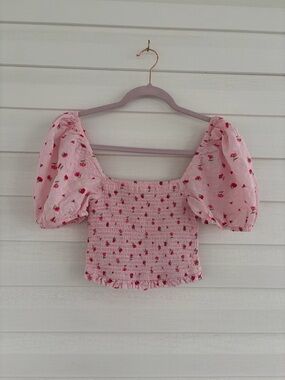 Altar'd State Morgan Floral Top Pink Red Feminine Romantic Blouse